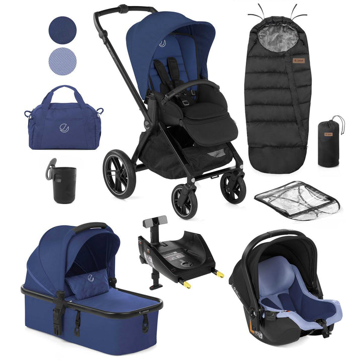 Jane Muum Pro + Micro Pro + Koos iSize R1 - 10 Piece Travel System Bundle, Lazuli Blue