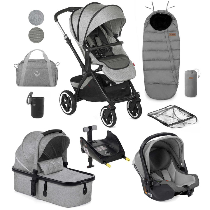 Jane Crosslight + Micro Pro + Koos iSize R1 - 10 Piece Travel System Bundle, Dim Grey