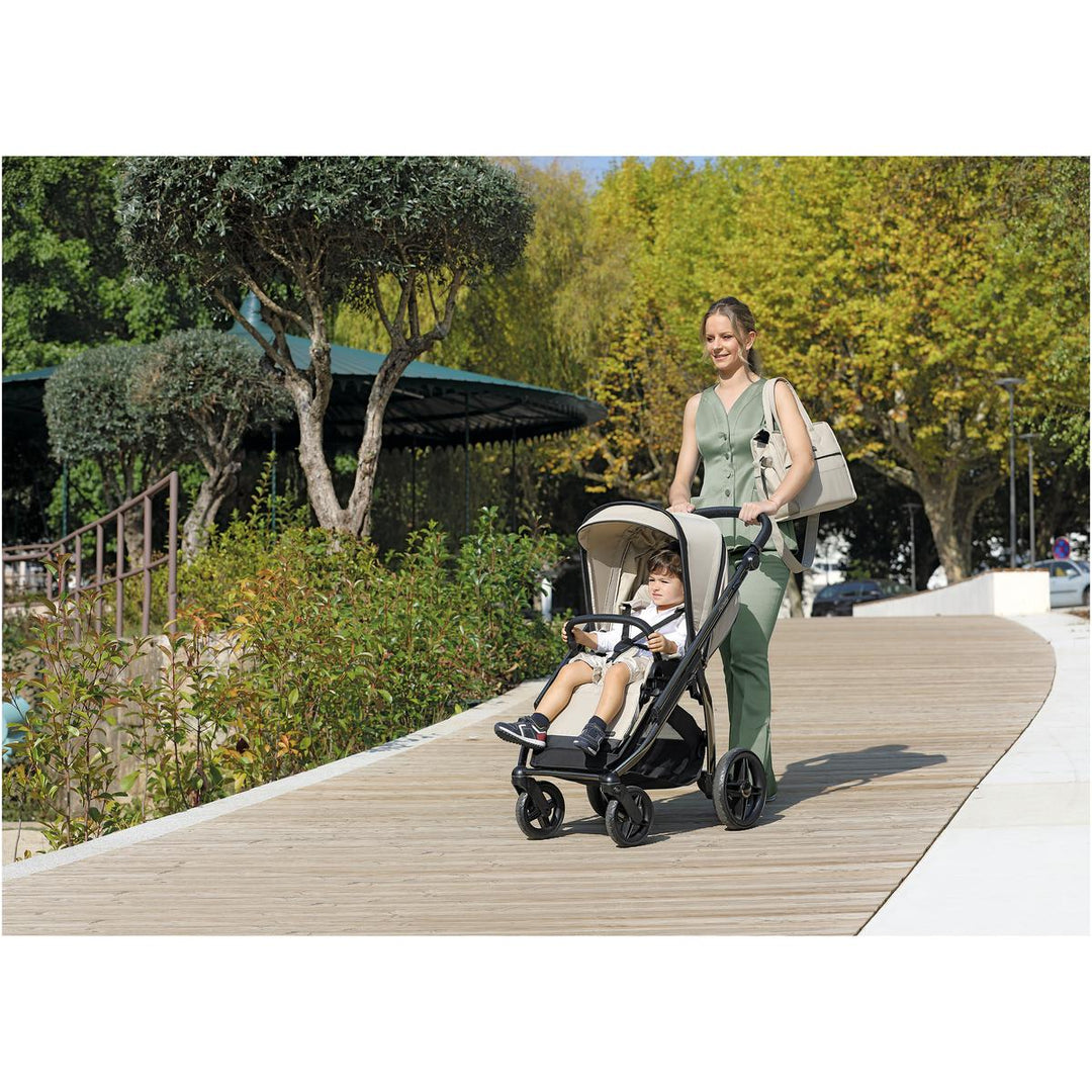 Bebecar Flowy Duo 2 in 1 Pram + Raincover & FREE Bag, Beige / Fume