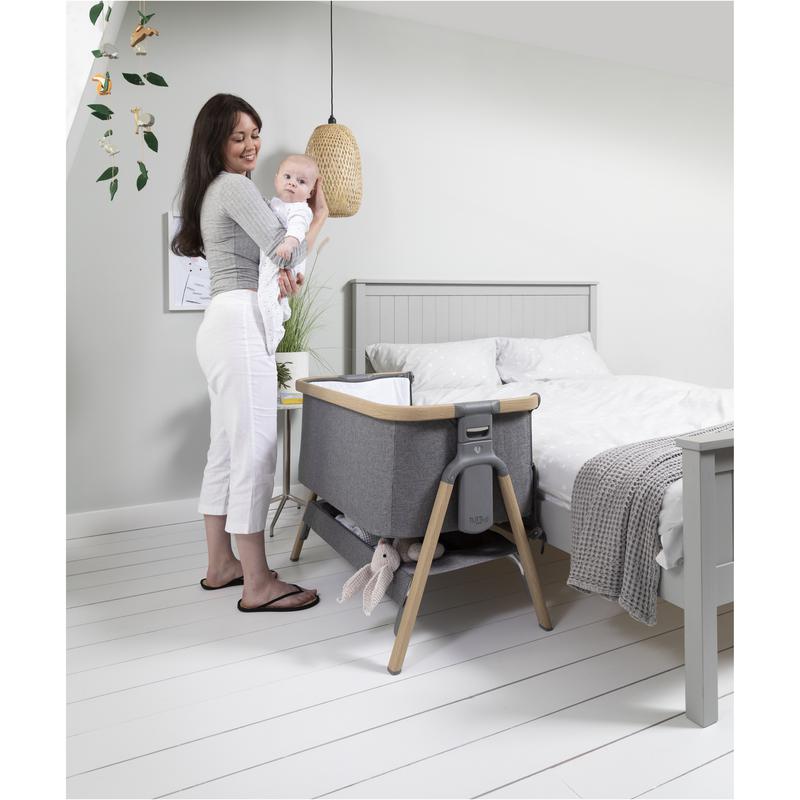 Tutti Bambini CoZee Bedside Crib - Oak & Charcoal