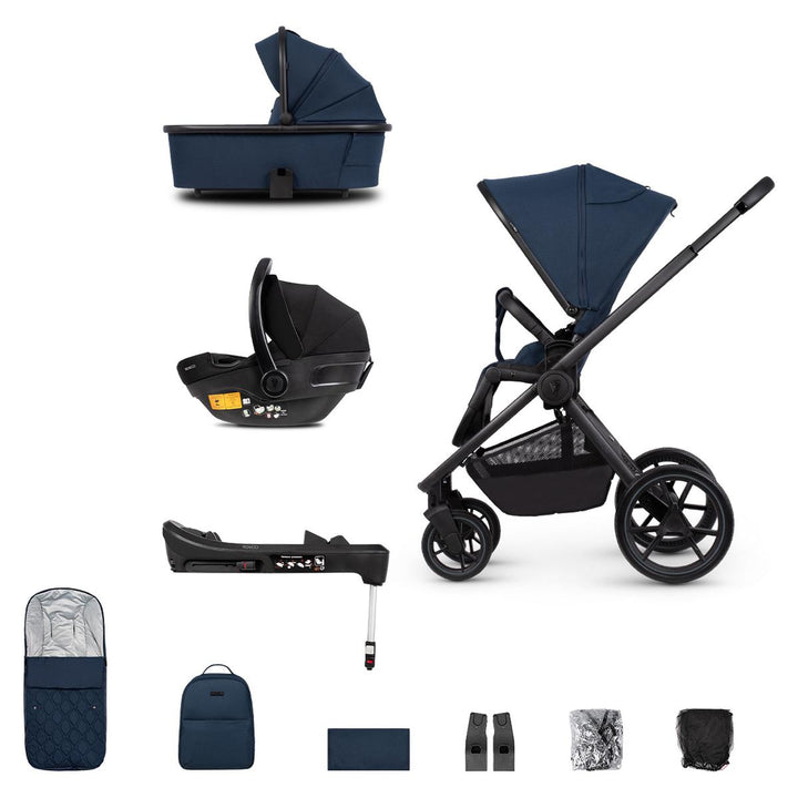 Venicci Tinum Edge 3 in 1 + Base Complete Travel System Bundle, Ocean