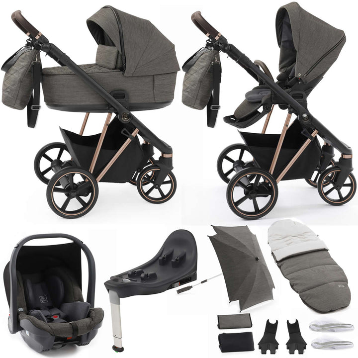 Babystyle Prestige Vogue 13 Piece Isofix Travel System Bundle, Black/Gold/Mountain