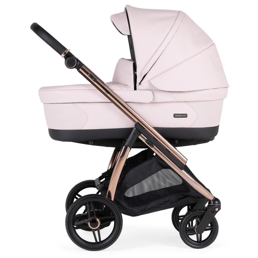 Bebecar Flowy Duo 2 in 1 Pram + Raincover & FREE Bag, Pink / Rose