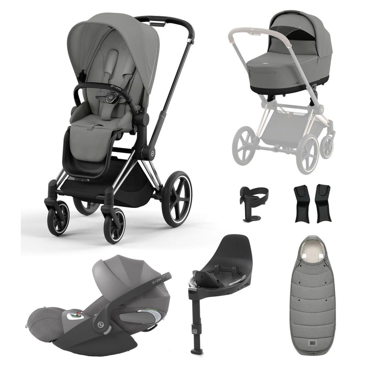 Cybex Priam + Carrycot + Cloud T Isofix Travel System, Mirage Grey