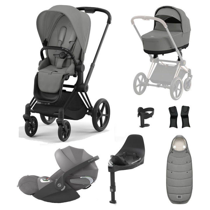 Cybex Priam + Carrycot + Cloud T Isofix Travel System, Mirage Grey