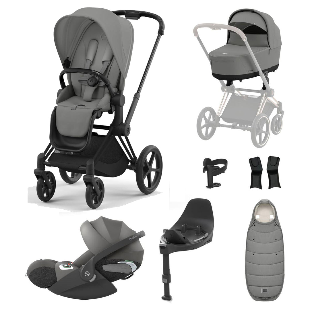 Cybex Priam + Carrycot + Cloud T Isofix Travel System, Mirage Grey