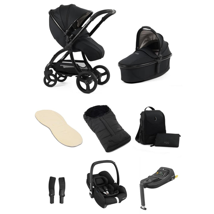 egg 3 Luxury Cabriofix i-Size Travel System Bundle, Houndstooth Black