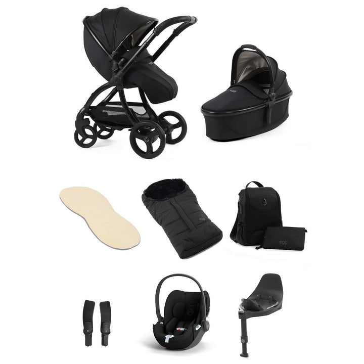 egg 3 Luxury Cloud T i-Size Travel System Bundle, Houndstooth Black