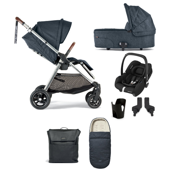 Mamas & Papas Flip XT3 7 Piece Cabriofix i-Size Travel System Bundle, Navy