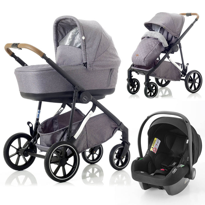 Mee-go Uno Plus 3 in 1 Travel System, Grey/Chrome