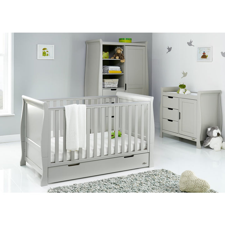 Obaby Stamford Classic Sleigh 3 Piece Room Set, Warm Grey