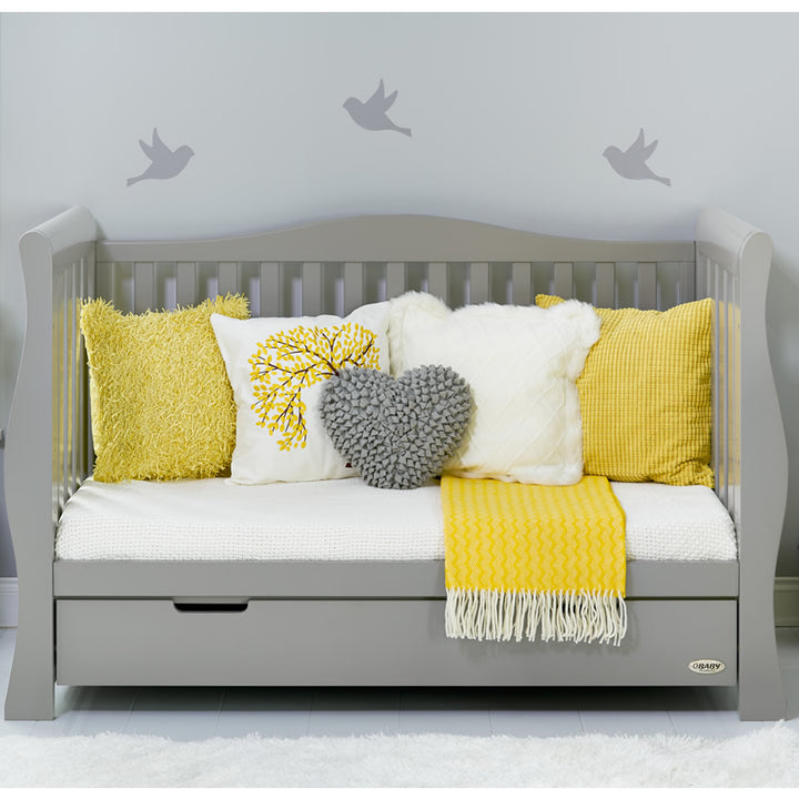 Obaby Stamford Luxe Sleigh 4 Piece Room Set, Warm Grey