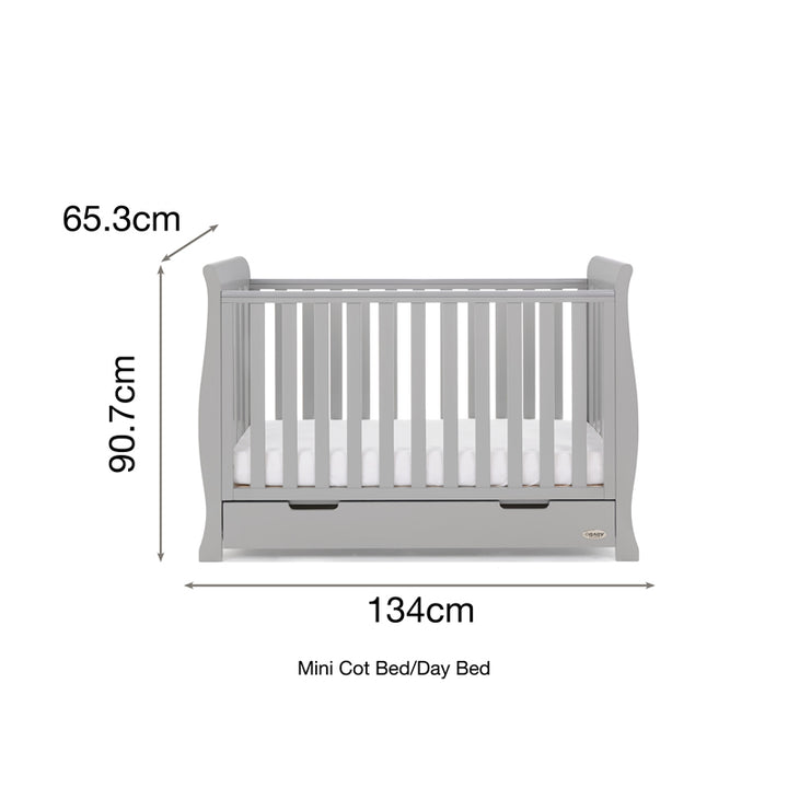 Obaby Stamford Mini Sleigh Cot Bed, Warm Grey