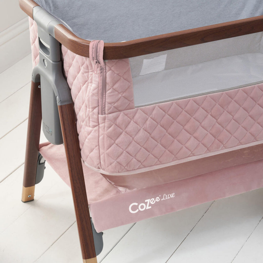 Tutti Bambini CoZee Luxe Bedside Crib, Walnut & Blush