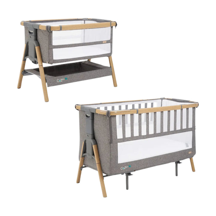 Tutti Bambini CoZee XL Bedside Crib & Cot, Oak & Charcoal