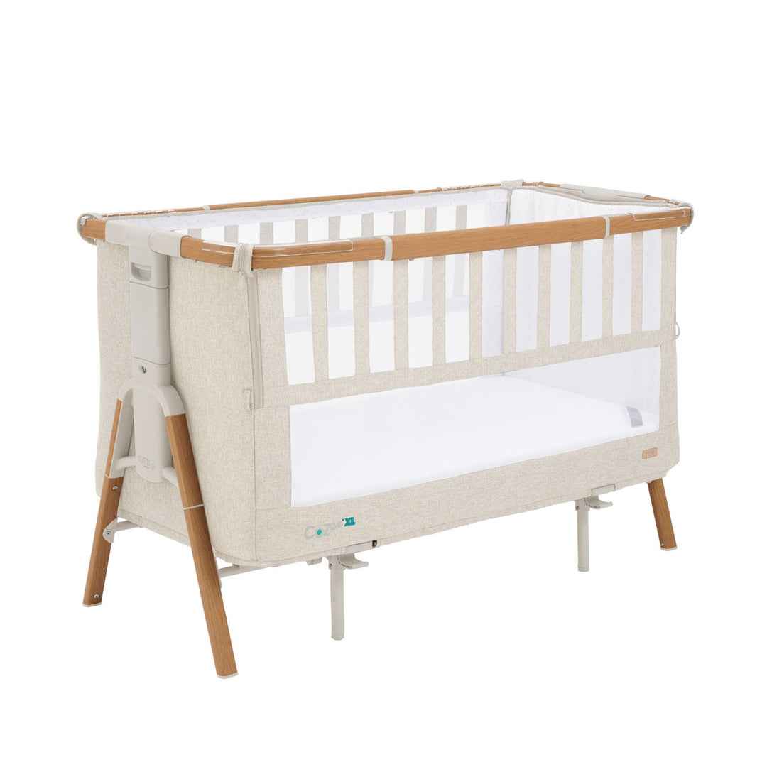 Tutti Bambini CoZee XL Bedside Crib & Cot, Scandinavian Walnut & Ecru