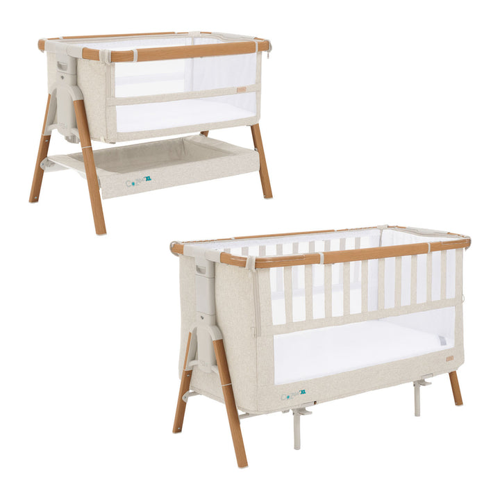 Tutti Bambini CoZee XL Bedside Crib & Cot, Scandinavian Walnut & Ecru