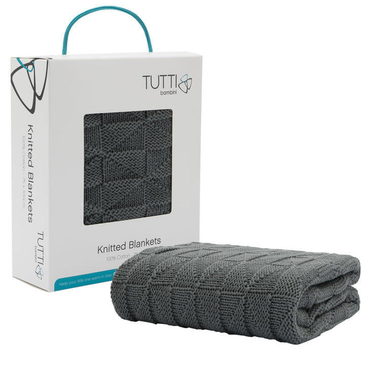 Tutti Bambini CoZee 100% Cotton Woven Knitted Blanket - Charcoal