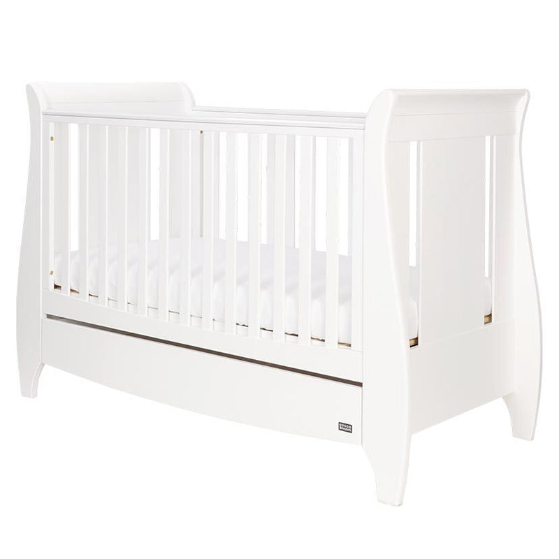 Tutti Bambini Lucas Sleigh Cot Bed with Drawer, White