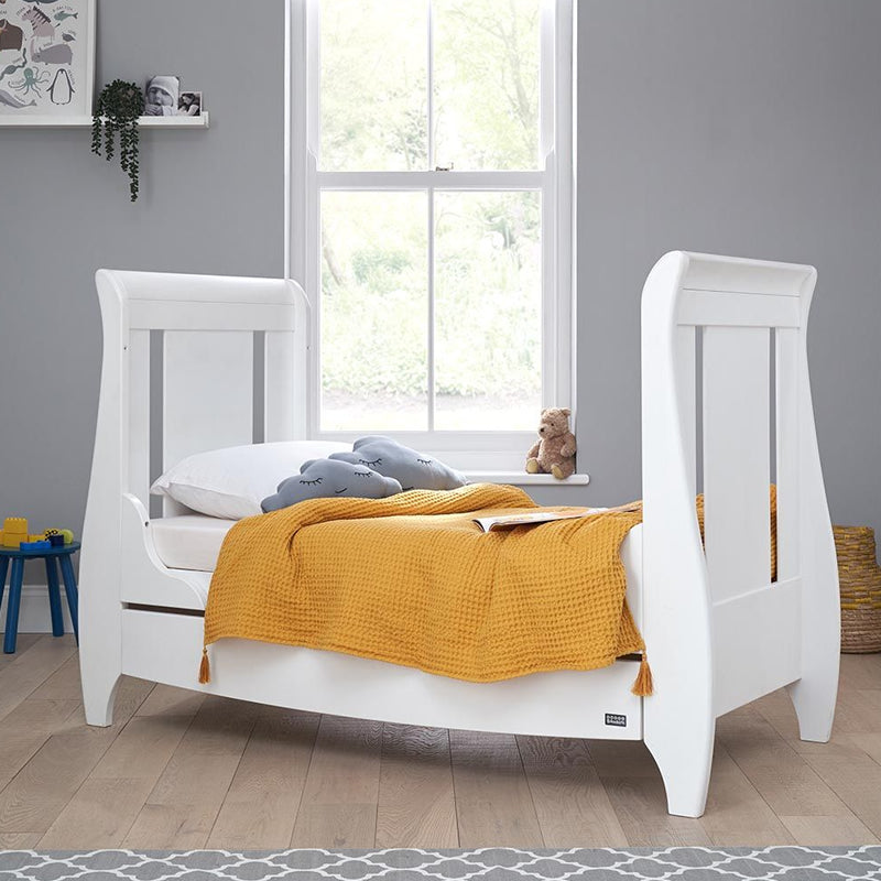 Tutti Bambini Lucas Sleigh Cot Bed with Drawer, White