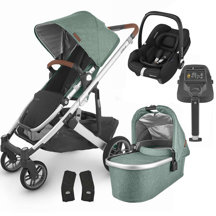 Uppababy CRUZ V2 Pushchair + Carrycot + Cabriofix i-Size + Base Travel System, Emmett