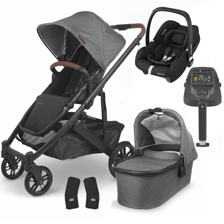 Uppababy CRUZ V2 Pushchair + Carrycot + Cabriofix i-Size + Base Travel System, Greyson