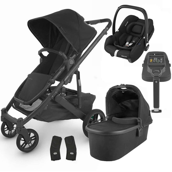 Uppababy CRUZ V2 Pushchair + Carrycot + Cabriofix i-Size + Base Travel System, Jake Black