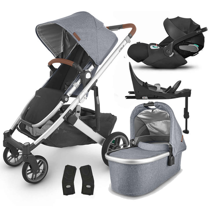 Uppababy CRUZ V2 Pushchair + Carrycot + Cloud Z2 + Base Travel System, Gregory Blue