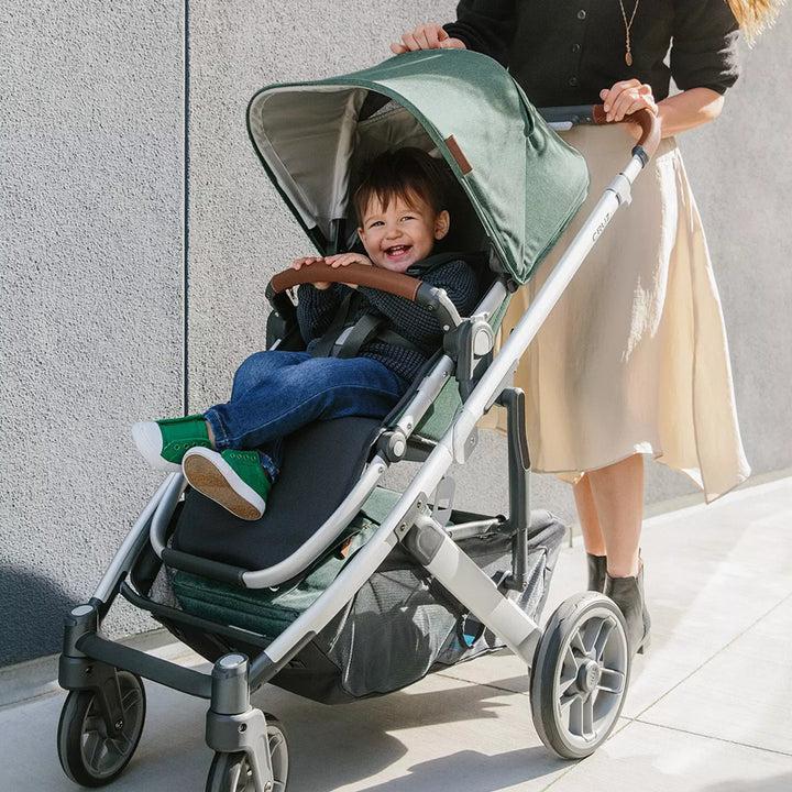 Uppababy CRUZ V2 Pushchair + Carrycot + Mesa + Base i-Size Travel System, Emmett Sage Green Melange