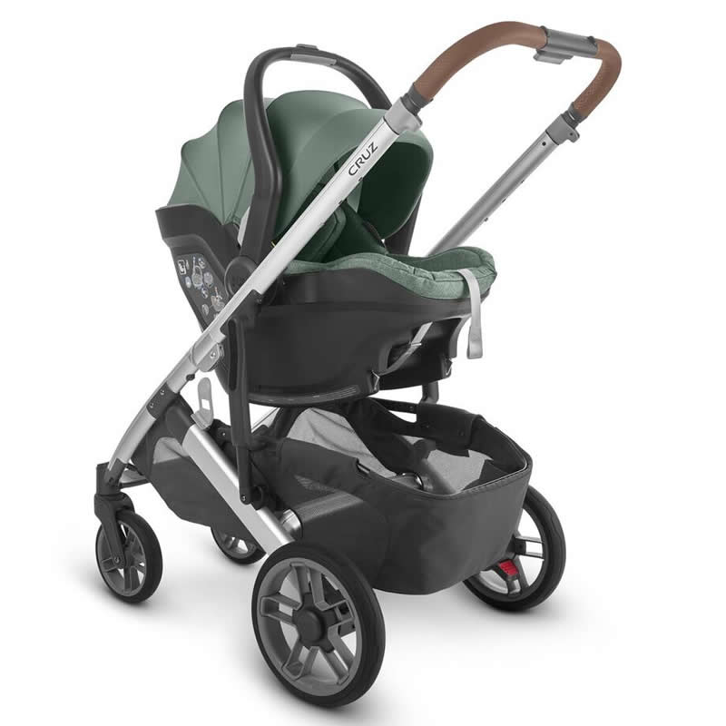 Uppababy CRUZ V2 Pushchair + Carrycot + Mesa + Base i-Size Travel System, Emmett Sage Green Melange