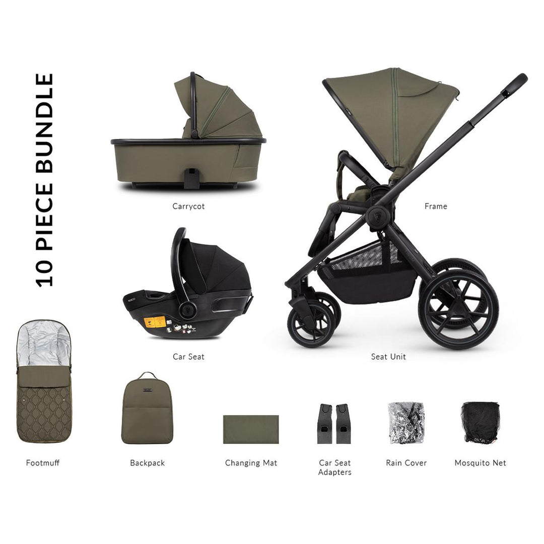 Venicci Tinum Edge 3 in 1 Travel System Bundle, Moss