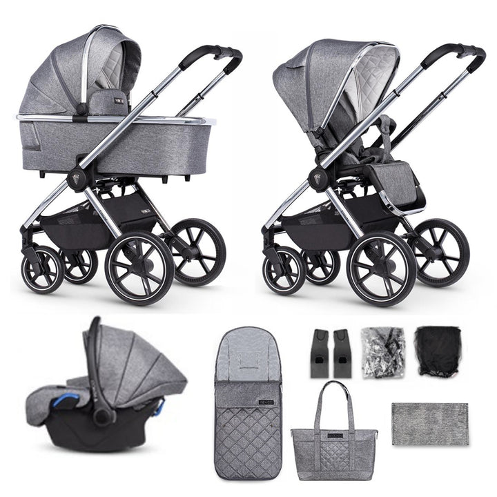 Venicci Tinum 2.0, 3 in 1 Travel System Bundle - Rock Graphite