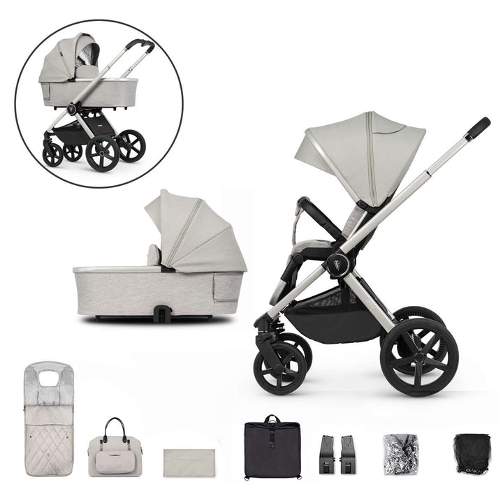 Venicci Upline 2 in 1 Pram - 10 Piece Bundle, Moonstone