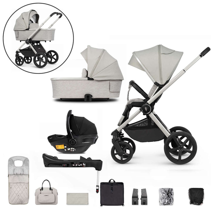 Venicci Upline 3 in 1 + Base - The Complete Travel System Bundle, Moonstone