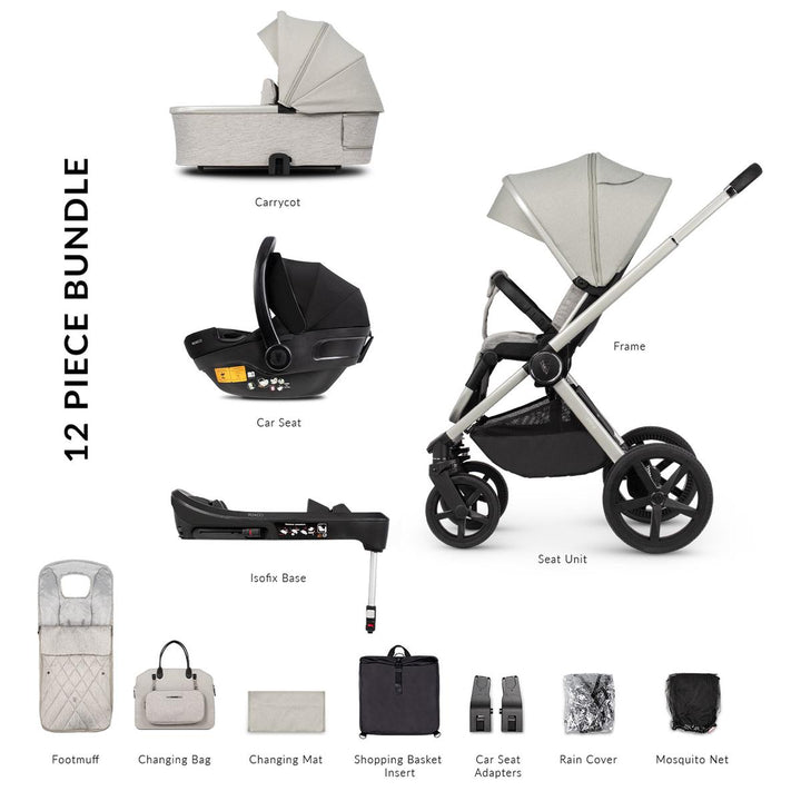 Venicci Upline 3 in 1 + Base - The Complete Travel System Bundle, Moonstone