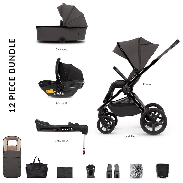 Venicci Upline SE 3 in 1 + Base - The Complete Travel System Bundle, Lava