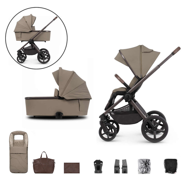 Venicci Upline SE 2 in 1 Pram - 10 Piece Bundle, Powder