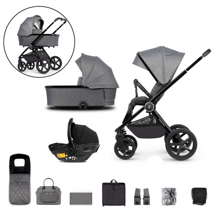 Venicci Upline 3 in 1 Travel System Bundle, Slate Grey