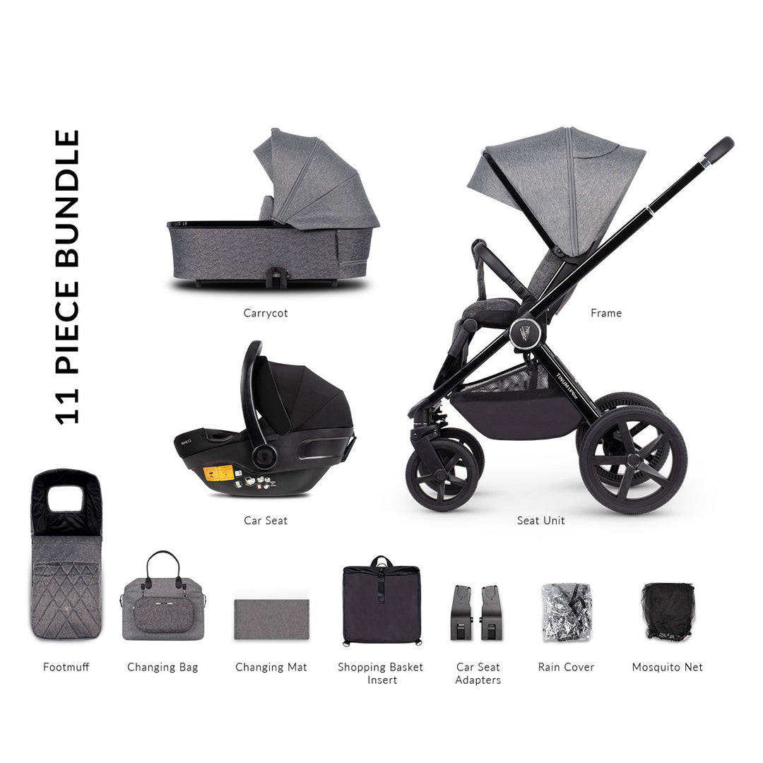 Venicci Upline 3 in 1 Travel System Bundle, Slate Grey